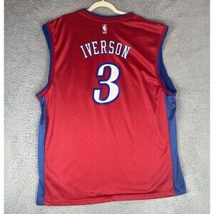 VTG Reebok Jersey Allen Iverson #3 Philadelphia Sixers Mens 2XL 54 Red READ
